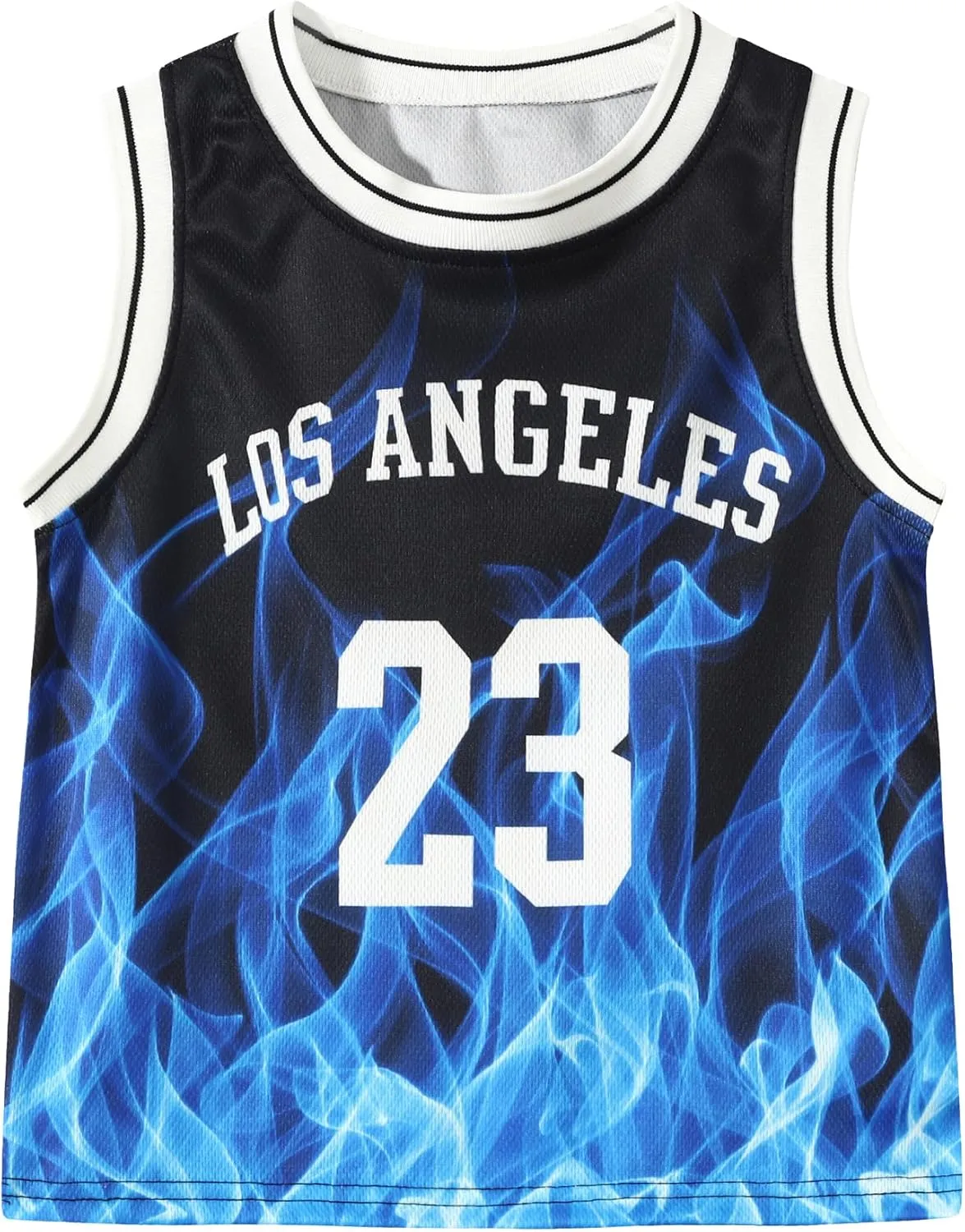 2 or 6 Piece Kids Boys Basketball Jersey Set Youth Letters Printed Lightweight Basketball Tank Top and Track Shorts
