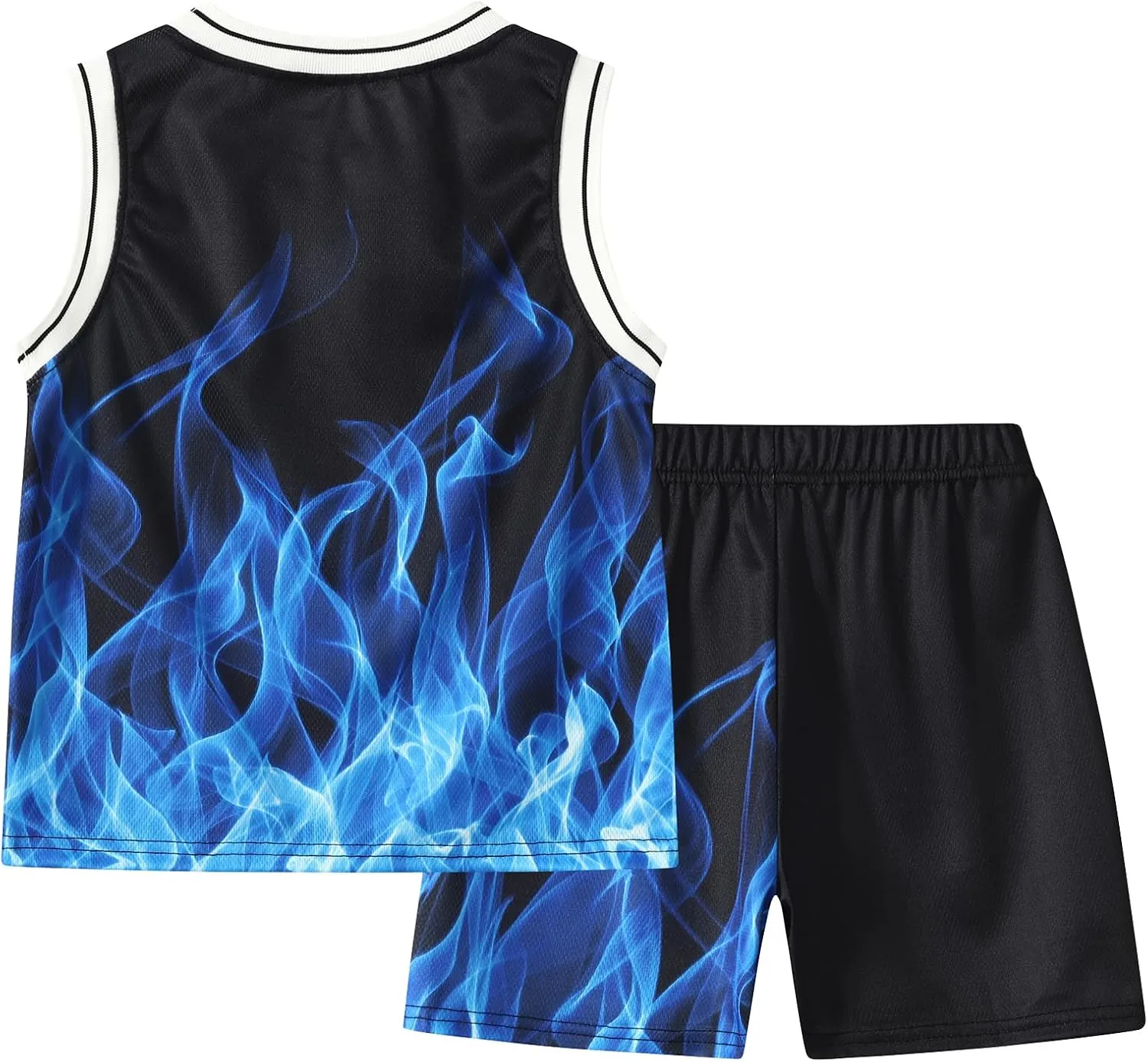 2 or 6 Piece Kids Boys Basketball Jersey Set Youth Letters Printed Lightweight Basketball Tank Top and Track Shorts