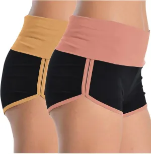 2 Pack Women's Athletic Shorts High Waisted Running Workout Short Pants Tummy Control Quick Dry Gym Shorts for Yoga