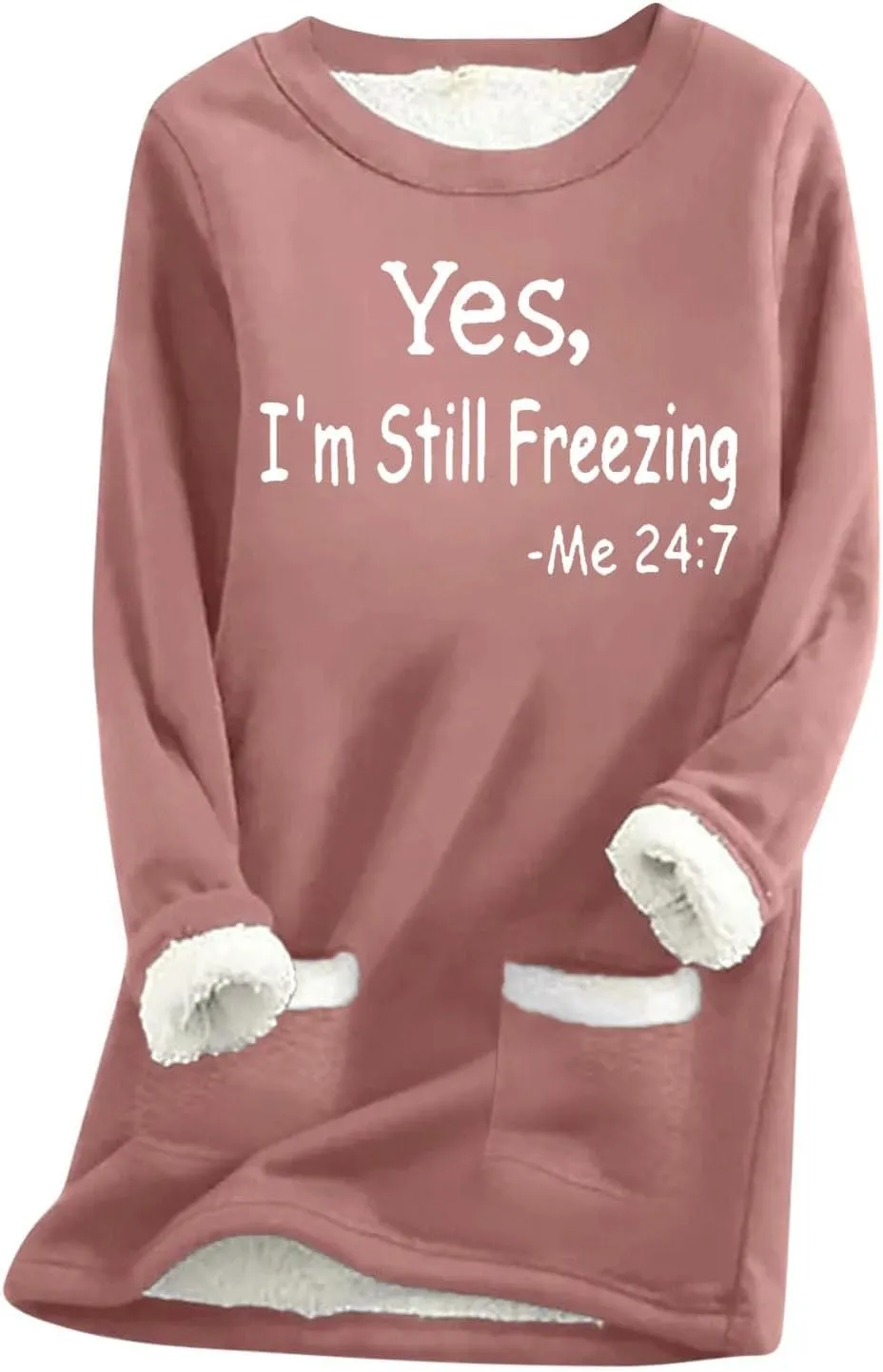 2024 Fashion Winter Warm Sweatshirt Fleece Thick Letter Print Pullover Tops Oversized Wool Warm Sweater With Pockets