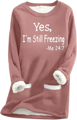 2024 Fashion Winter Warm Sweatshirt Fleece Thick Letter Print Pullover Tops Oversized Wool Warm Sweater With Pockets