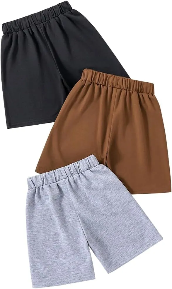 3 Pack Toddler Boy Shorts Pants Set-Cartoon Printed Slant Pocket Athletic Shorts-Kid Shorts with Drawstring(3-7 T)