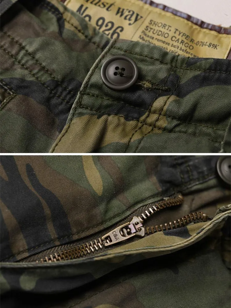 AKARMY Men's Cotton Casual Multi Pocket Outdoor Camouflage Shorts Twill Camo Cargo Shorts(No Belt)