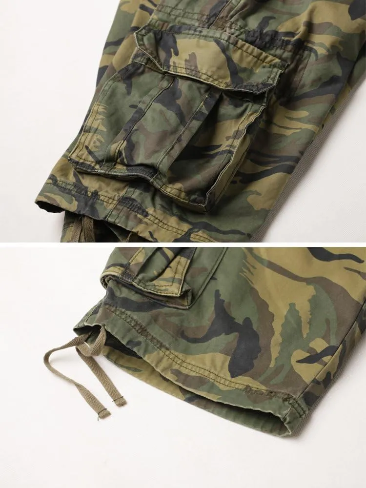 AKARMY Men's Cotton Casual Multi Pocket Outdoor Camouflage Shorts Twill Camo Cargo Shorts(No Belt)