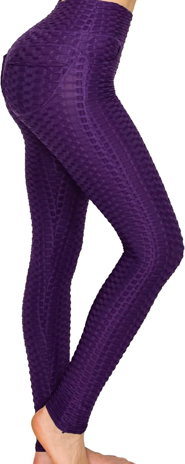 ALWAYS Women's Textured 3D Booty Yoga Pants - High Waist Compression Slimming Butt Lift Checkered Pants