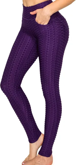 ALWAYS Women's Textured 3D Booty Yoga Pants - High Waist Compression Slimming Butt Lift Checkered Pants