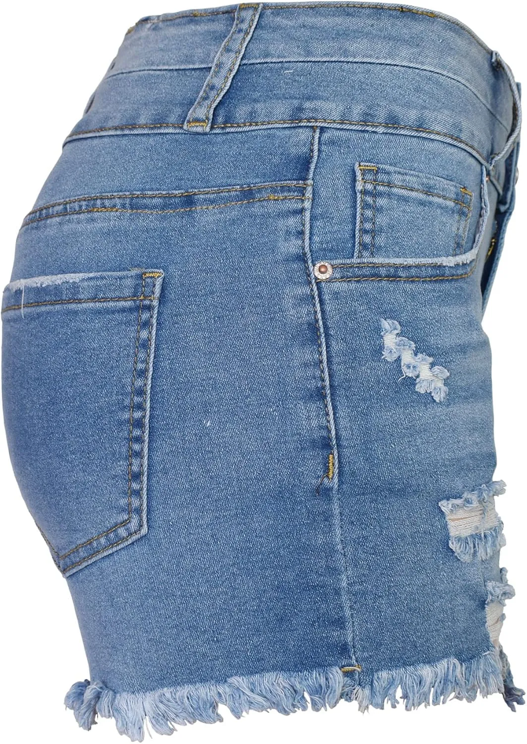 Aodrusa Jean Shorts Womens High Waisted Stretchy Mom Two Buttons Frayed Raw Hem Ripped Denim Shorts Distressed