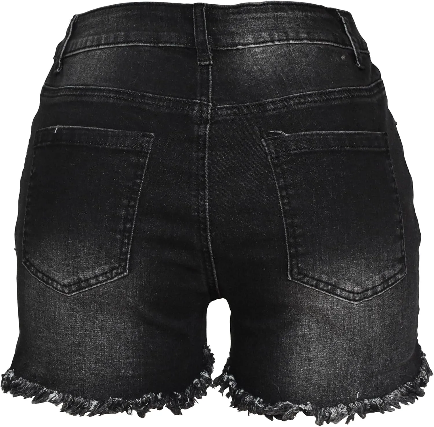Aodrusa Jean Shorts Womens High Waisted Stretchy Mom Two Buttons Frayed Raw Hem Ripped Denim Shorts Distressed