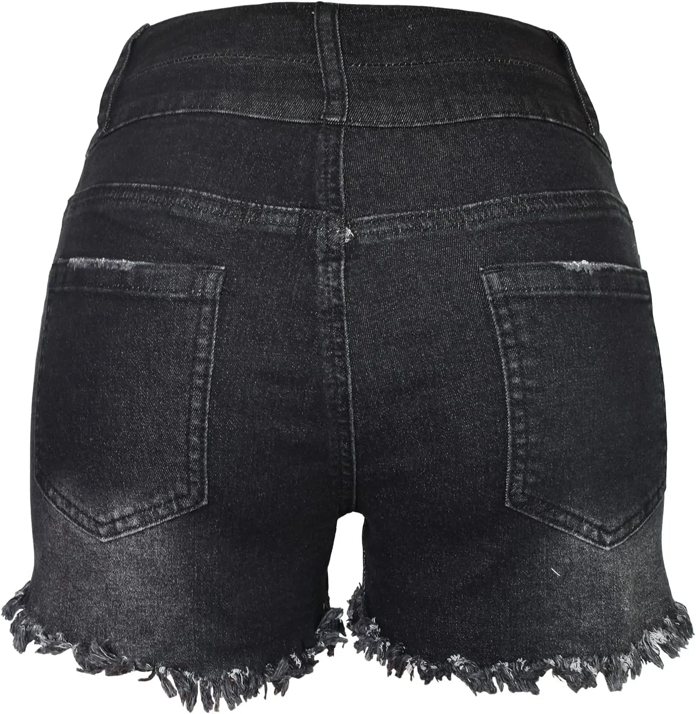 Aodrusa Jean Shorts Womens High Waisted Stretchy Mom Two Buttons Frayed Raw Hem Ripped Denim Shorts Distressed