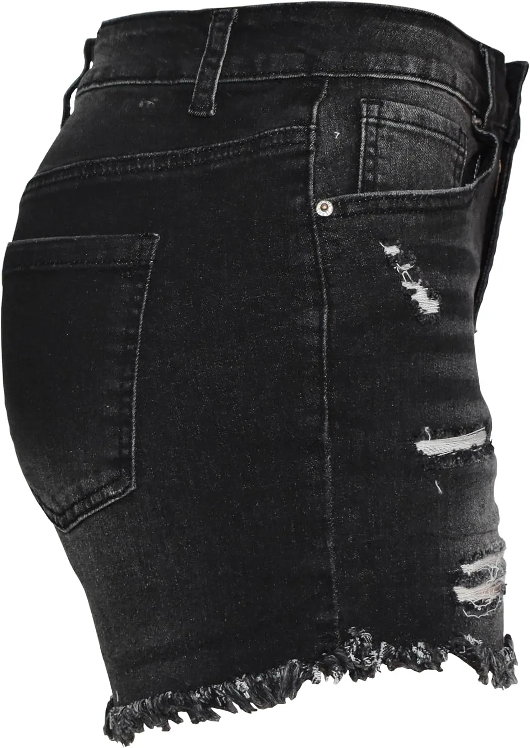 Aodrusa Jean Shorts Womens High Waisted Stretchy Mom Two Buttons Frayed Raw Hem Ripped Denim Shorts Distressed