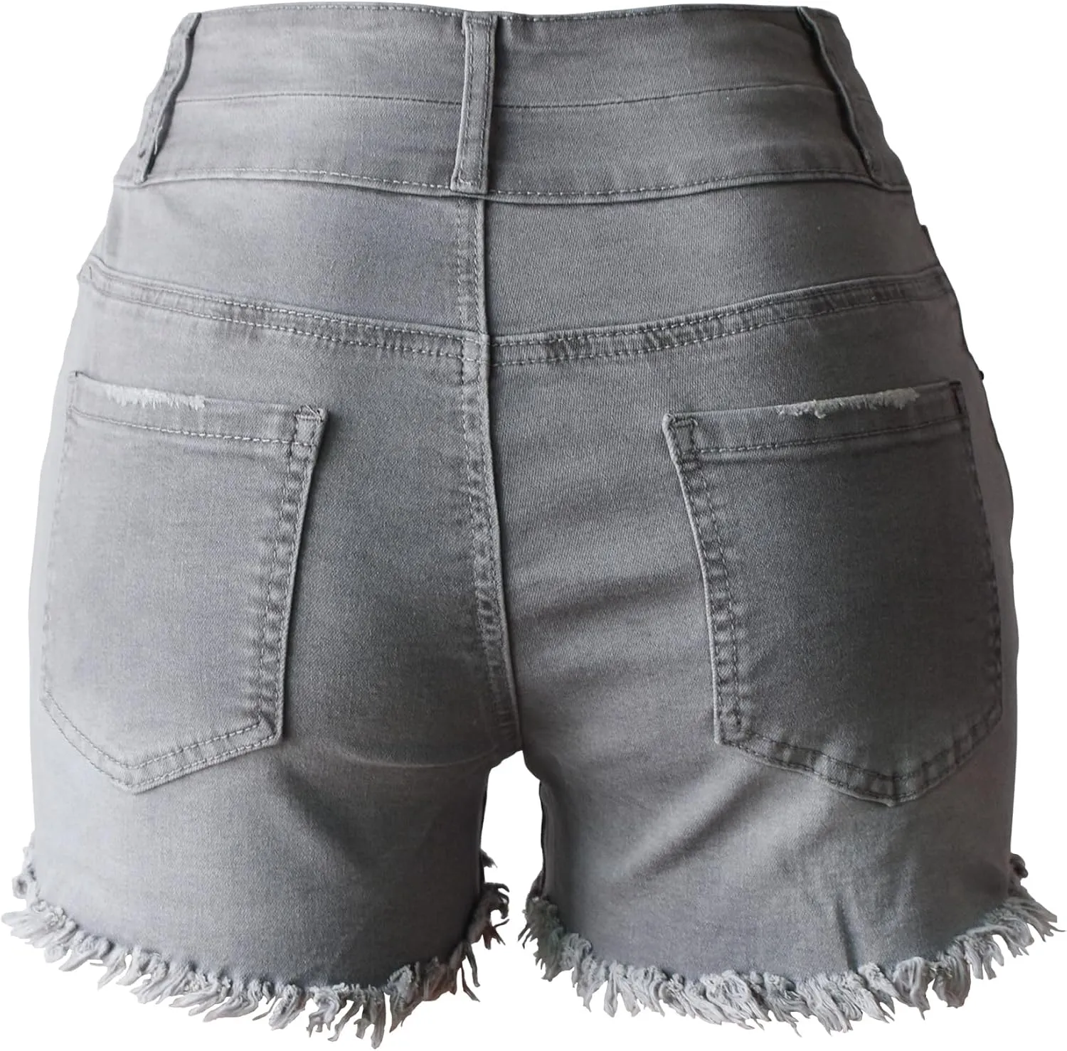 Aodrusa Jean Shorts Womens High Waisted Stretchy Mom Two Buttons Frayed Raw Hem Ripped Denim Shorts Distressed