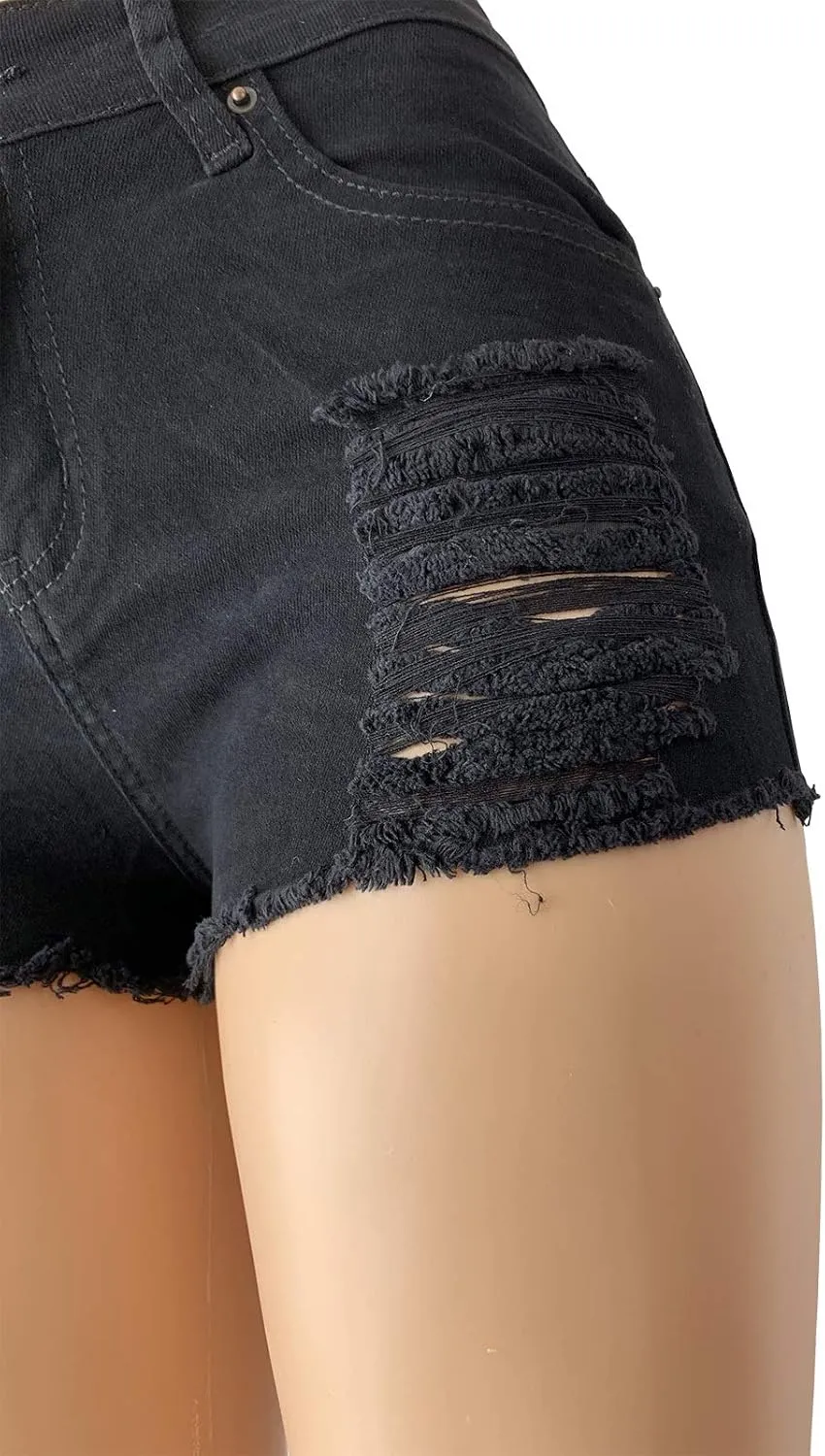 Aodrusa Womens Ripped Denim Shorts Mid Rise Body Enhancing Curvy Cutoff Distressed Jeans