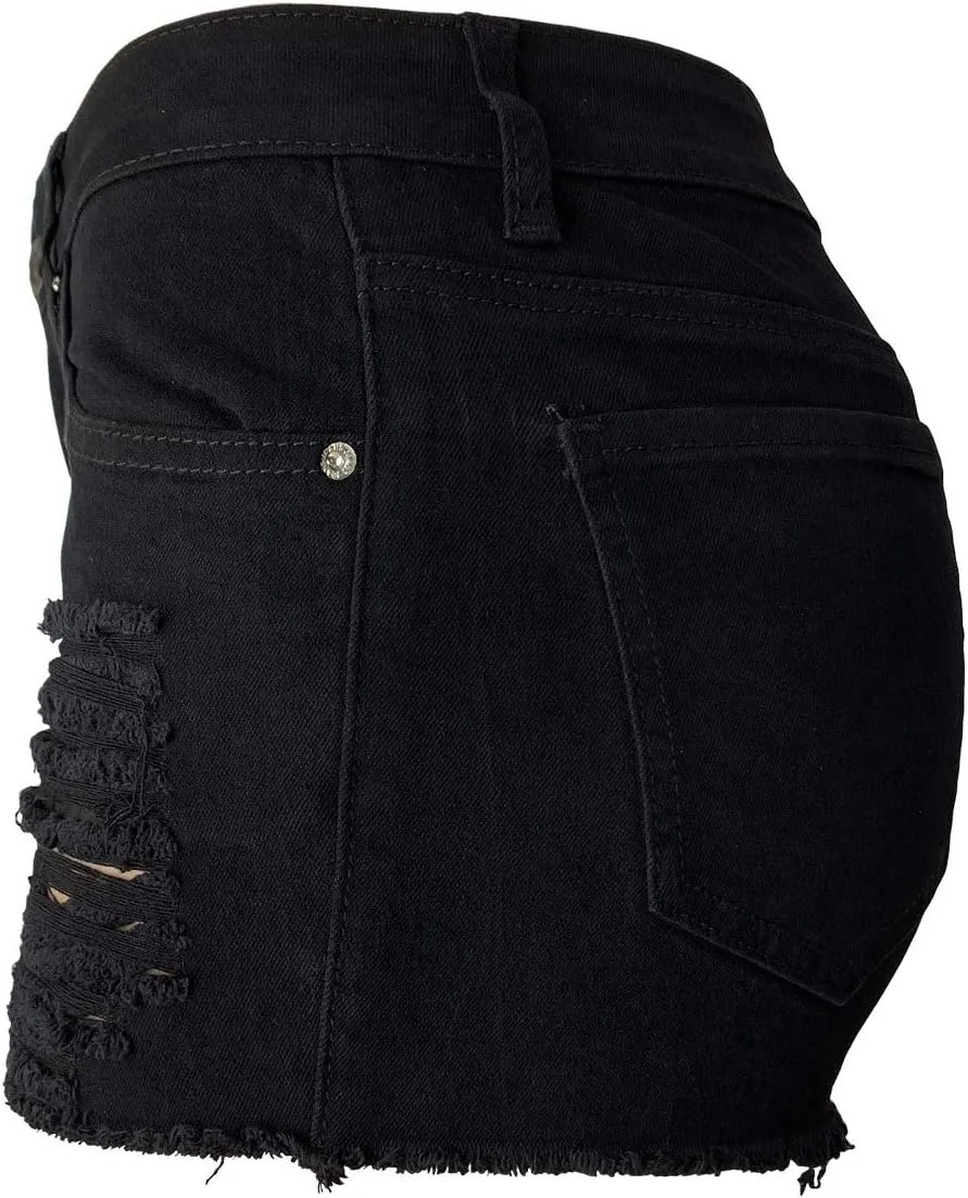 Aodrusa Womens Ripped Denim Shorts Mid Rise Body Enhancing Curvy Cutoff Distressed Jeans