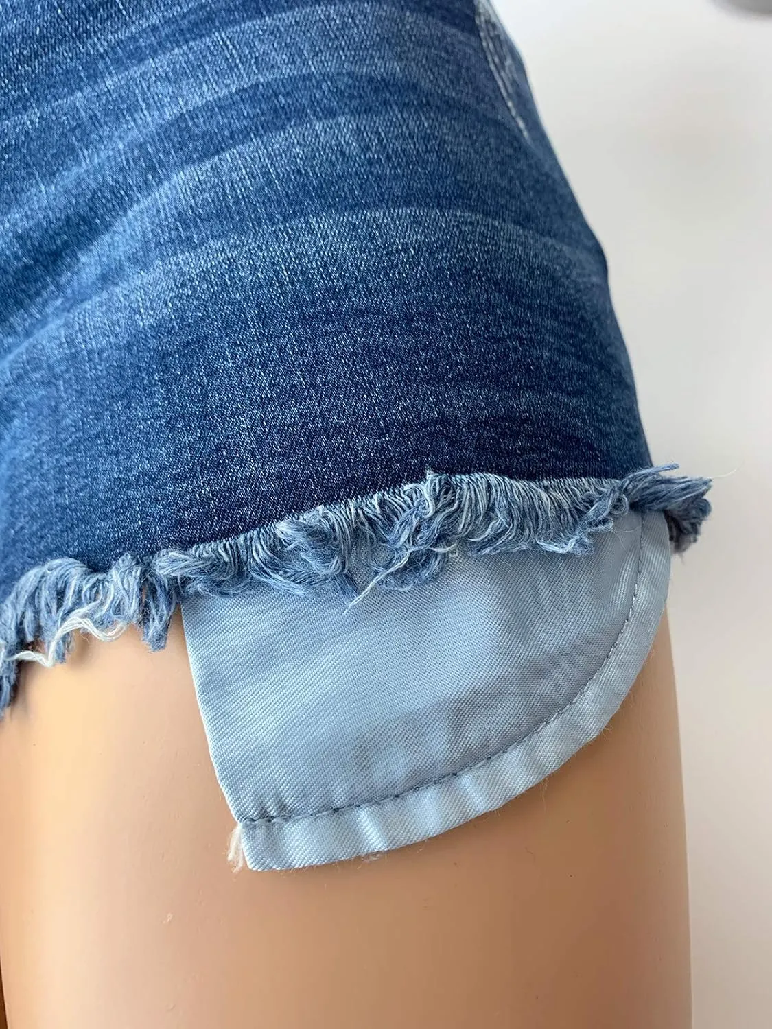 Aodrusa Womens Ripped Denim Shorts Mid Rise Body Enhancing Curvy Cutoff Distressed Jeans