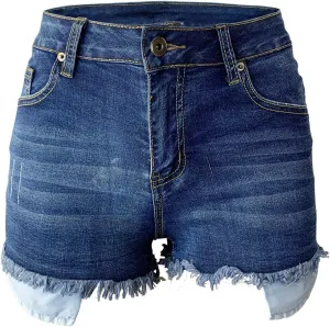 Aodrusa Womens Ripped Denim Shorts Mid Rise Body Enhancing Curvy Cutoff Distressed Jeans