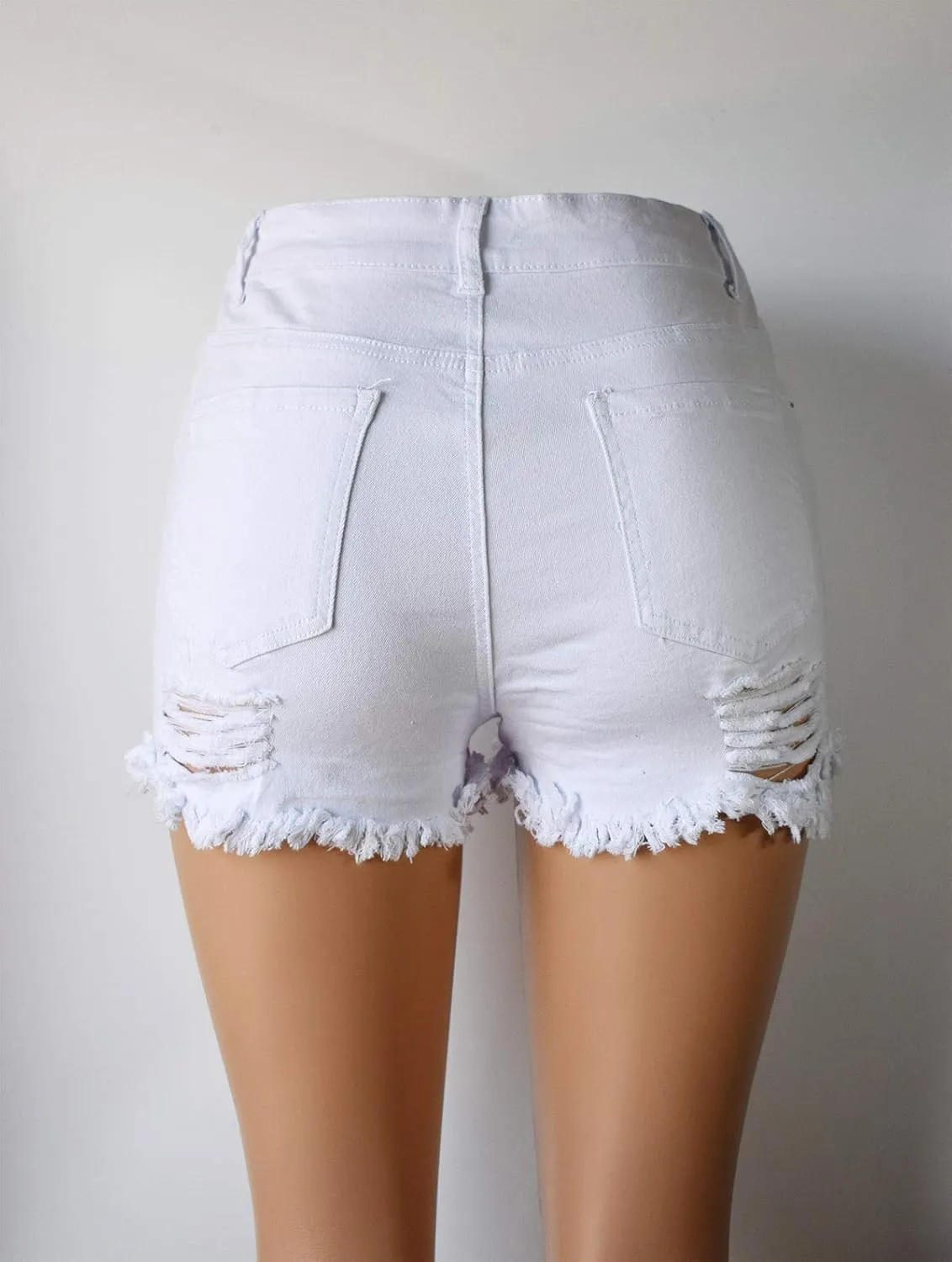 Aodrusa Womens Ripped Denim Shorts Mid Rise Body Enhancing Curvy Cutoff Distressed Jeans