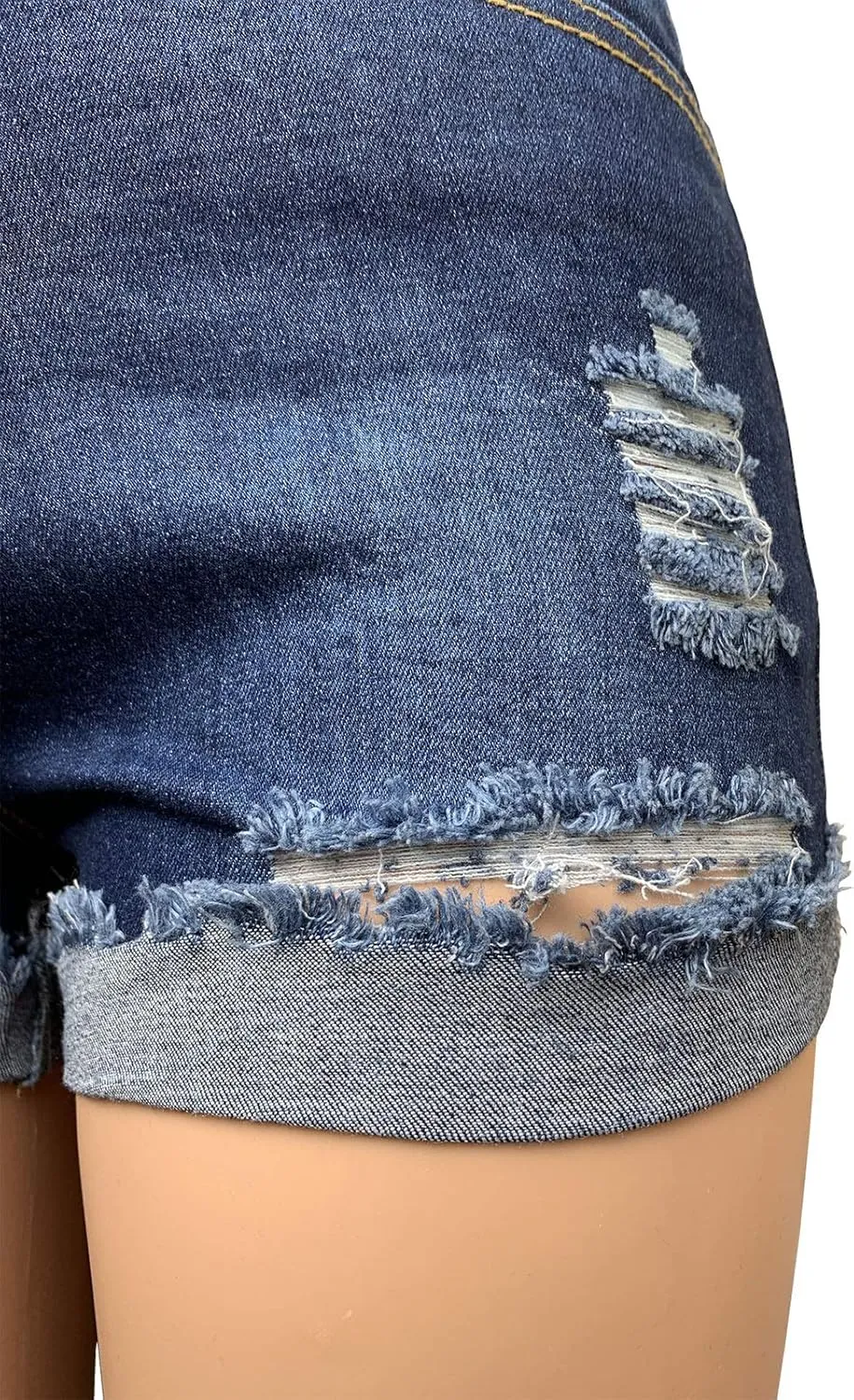 Aodrusa Womens Ripped Denim Shorts Mid Rise Body Enhancing Distressed Short Jeans