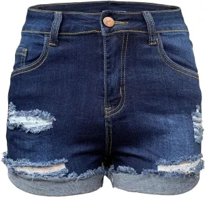 Aodrusa Womens Ripped Denim Shorts Mid Rise Body Enhancing Distressed Short Jeans