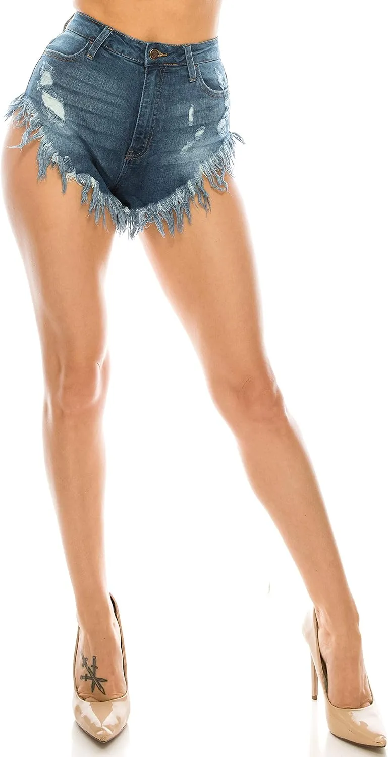 Aphrodite Ripped Denim Shorts for Women - Hand Sanding Distressed Casual Spring Summer Fashion Hot Pants Short Jeans