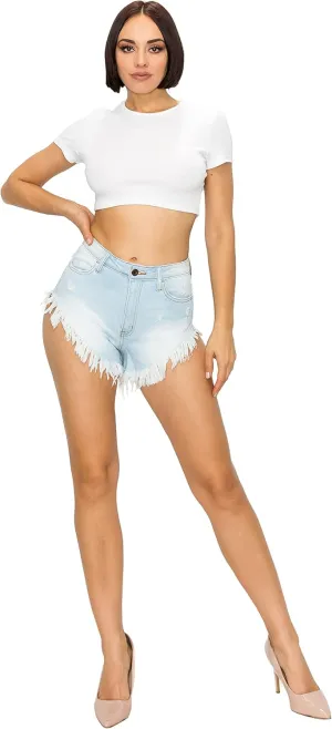 Aphrodite Ripped Denim Shorts for Women - Hand Sanding Distressed Casual Spring Summer Fashion Hot Pants Short Jeans