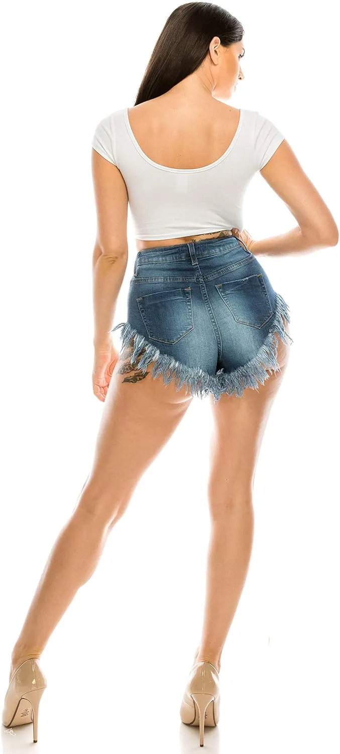 Aphrodite Ripped Denim Shorts for Women - Hand Sanding Distressed Casual Spring Summer Fashion Hot Pants Short Jeans