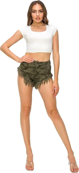 Aphrodite Ripped Denim Shorts for Women - Hand Sanding Distressed Casual Spring Summer Fashion Hot Pants Short Jeans