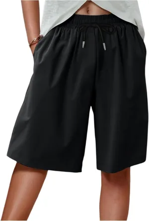 Athletic Shorts for Women Side Split Elastic High Waisted Quick Dry Workout Sporty Short with Pockets