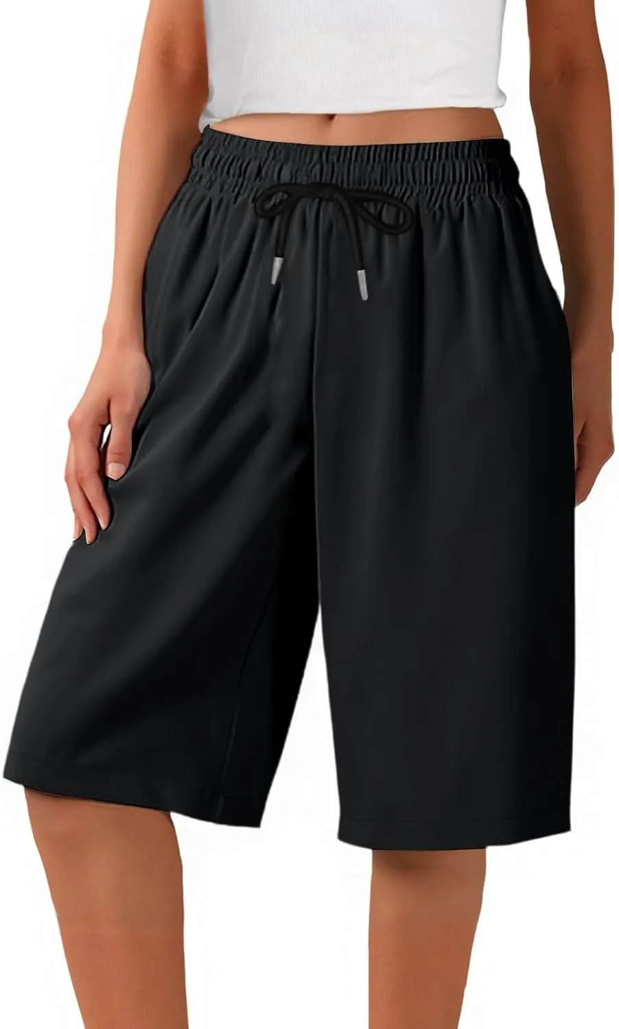 Athletic Shorts for Women Side Split Elastic High Waisted Quick Dry Workout Sporty Short with Pockets
