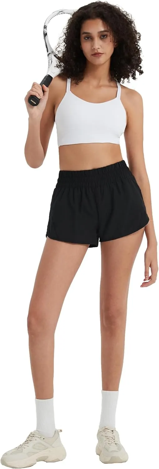 Attifall Running Shorts for Women,Women's Quick Dry Workout Sports Active Running Track Shorts with Elastic and Zip Pockets