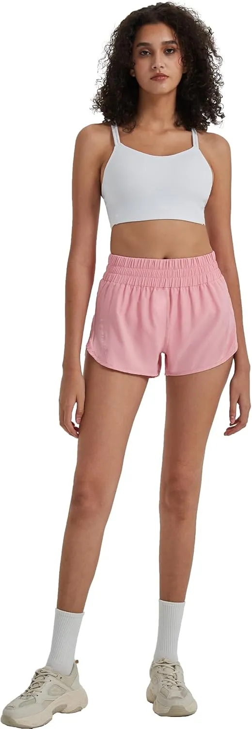 Attifall Running Shorts for Women,Women's Quick Dry Workout Sports Active Running Track Shorts with Elastic and Zip Pockets