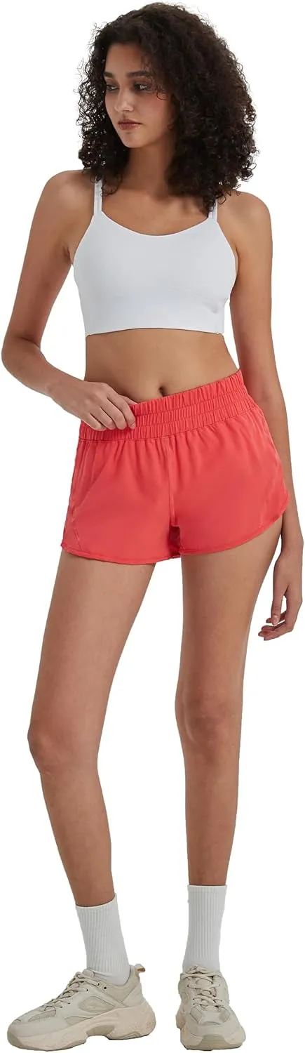 Attifall Running Shorts for Women,Women's Quick Dry Workout Sports Active Running Track Shorts with Elastic and Zip Pockets