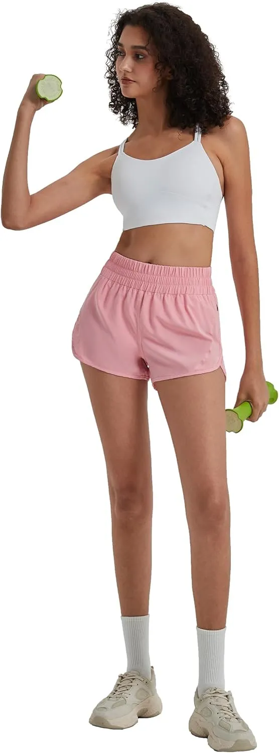 Attifall Running Shorts for Women,Women's Quick Dry Workout Sports Active Running Track Shorts with Elastic and Zip Pockets