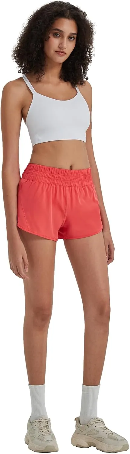 Attifall Running Shorts for Women,Women's Quick Dry Workout Sports Active Running Track Shorts with Elastic and Zip Pockets