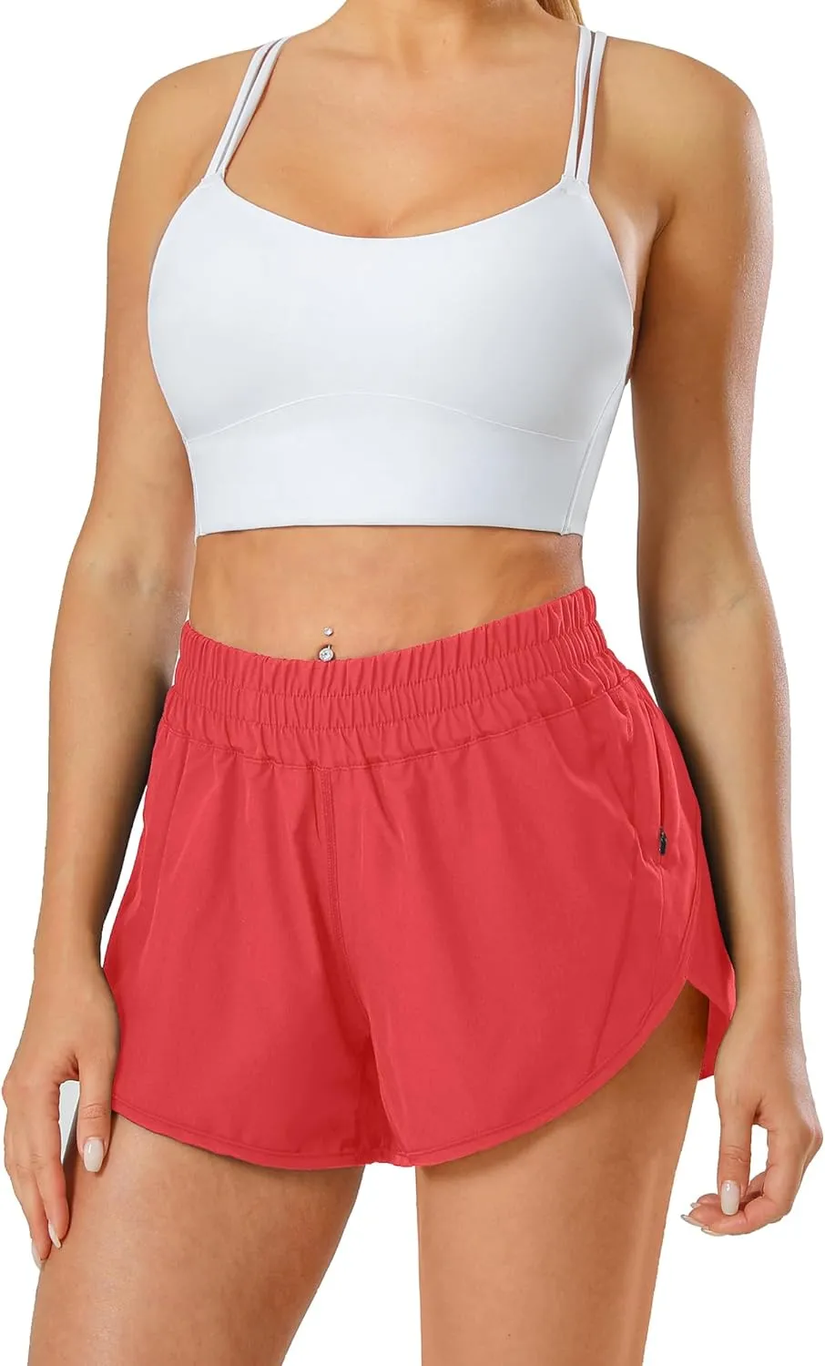 Aurefin Athletic Shorts for Women,Women's Quick Dry Workout Sports Active Running Track Shorts with Elastic and Zip Pockets