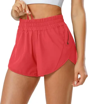 Aurefin Athletic Shorts for Women,Women's Quick Dry Workout Sports Active Running Track Shorts with Elastic and Zip Pockets