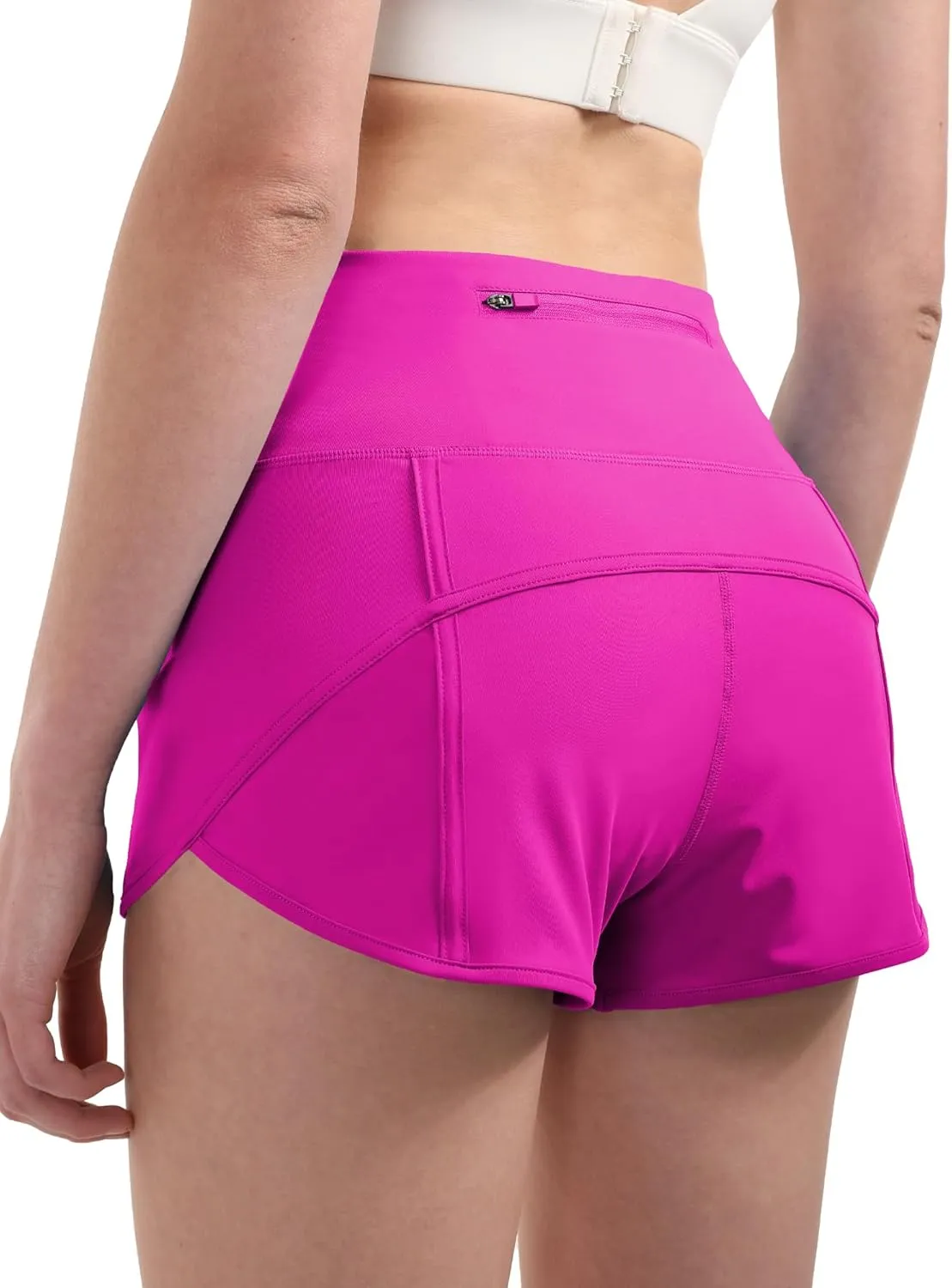Aurefin Women's High Waisted Running Shorts with Liner,Quick Dry Athletic Gym Track Shorts with Zipper Pocket 2.5''