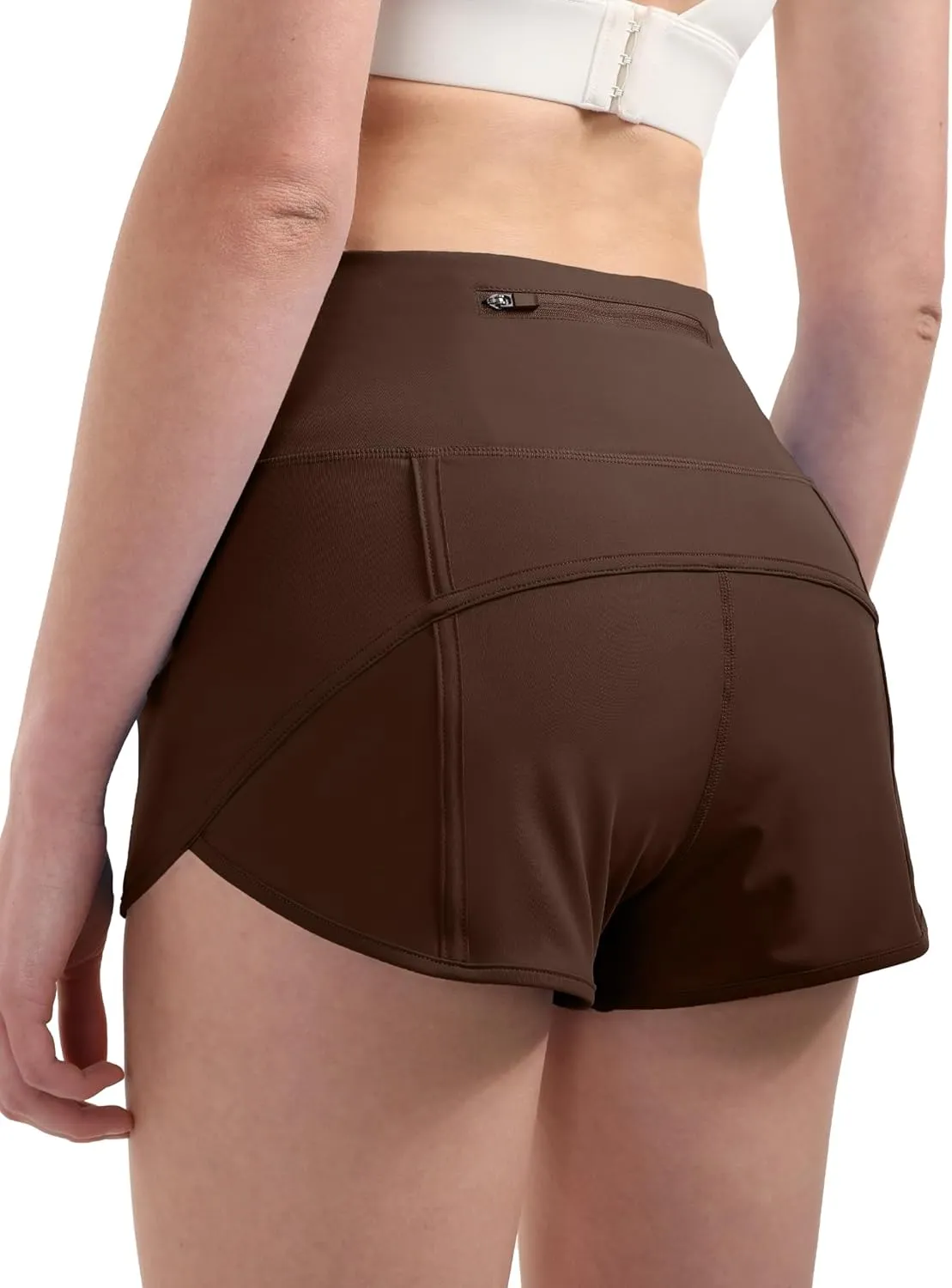 Aurefin Women's High Waisted Running Shorts with Liner,Quick Dry Athletic Gym Track Shorts with Zipper Pocket 2.5''