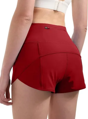 Aurefin Women's High Waisted Running Shorts with Liner,Quick Dry Athletic Gym Track Shorts with Zipper Pocket 2.5''