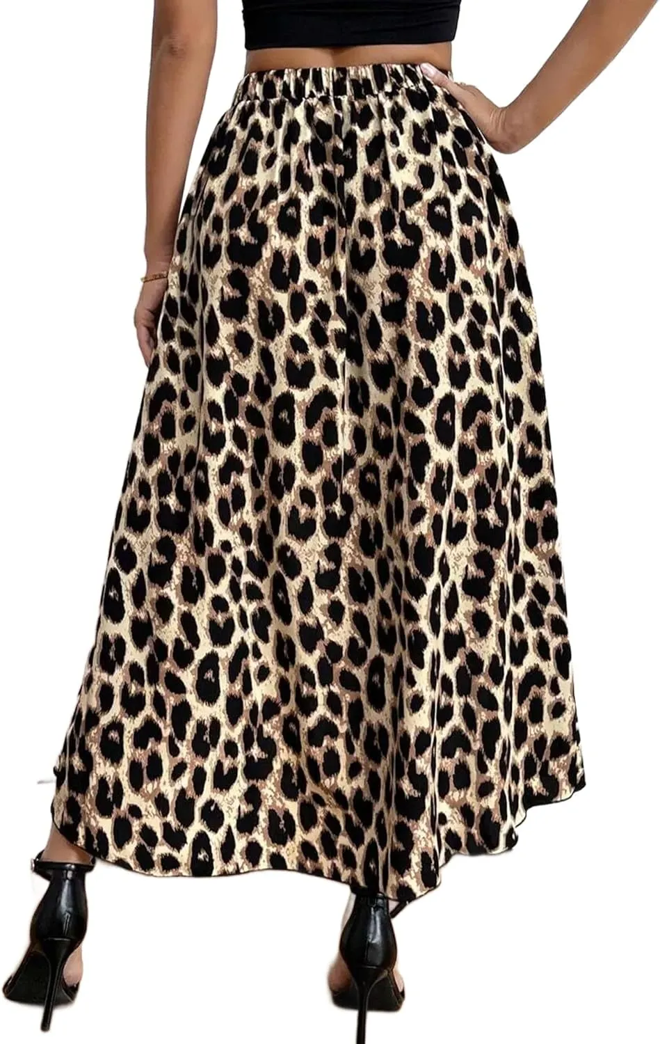 Avanova Women's Slit Split Ruffle Long Skirts High Waisted Summer Flowy Maxi Skirts
