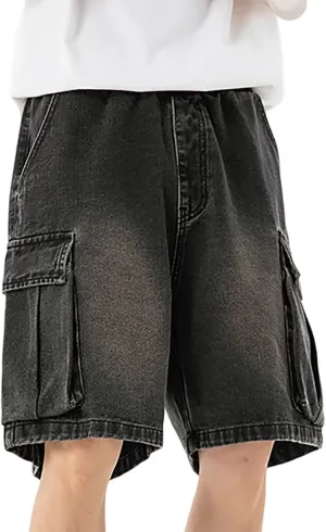 Baggy Jean Shorts for Men Casual Summer Loose Fit Y2K Hip Hop Skateboard Denim Shorts 2025 Trendy Streetwear