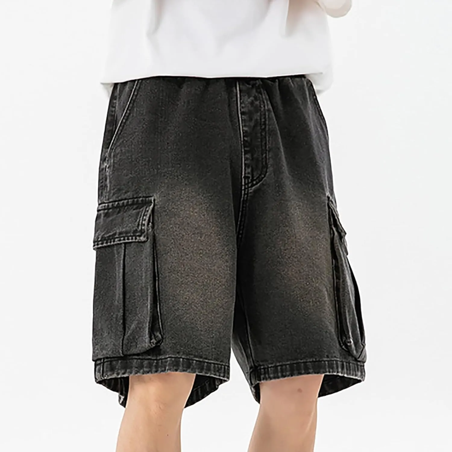 Baggy Jean Shorts for Men Casual Summer Loose Fit Y2K Hip Hop Skateboard Denim Shorts 2025 Trendy Streetwear