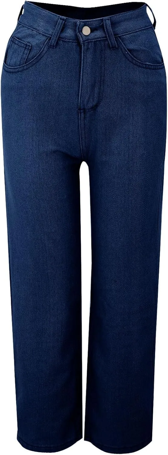 Baggy Jeans for Women High Waisted Wide Leg Y2k Pants Stretchy Plus Size Casual Sweatpants Jean with Pockets
