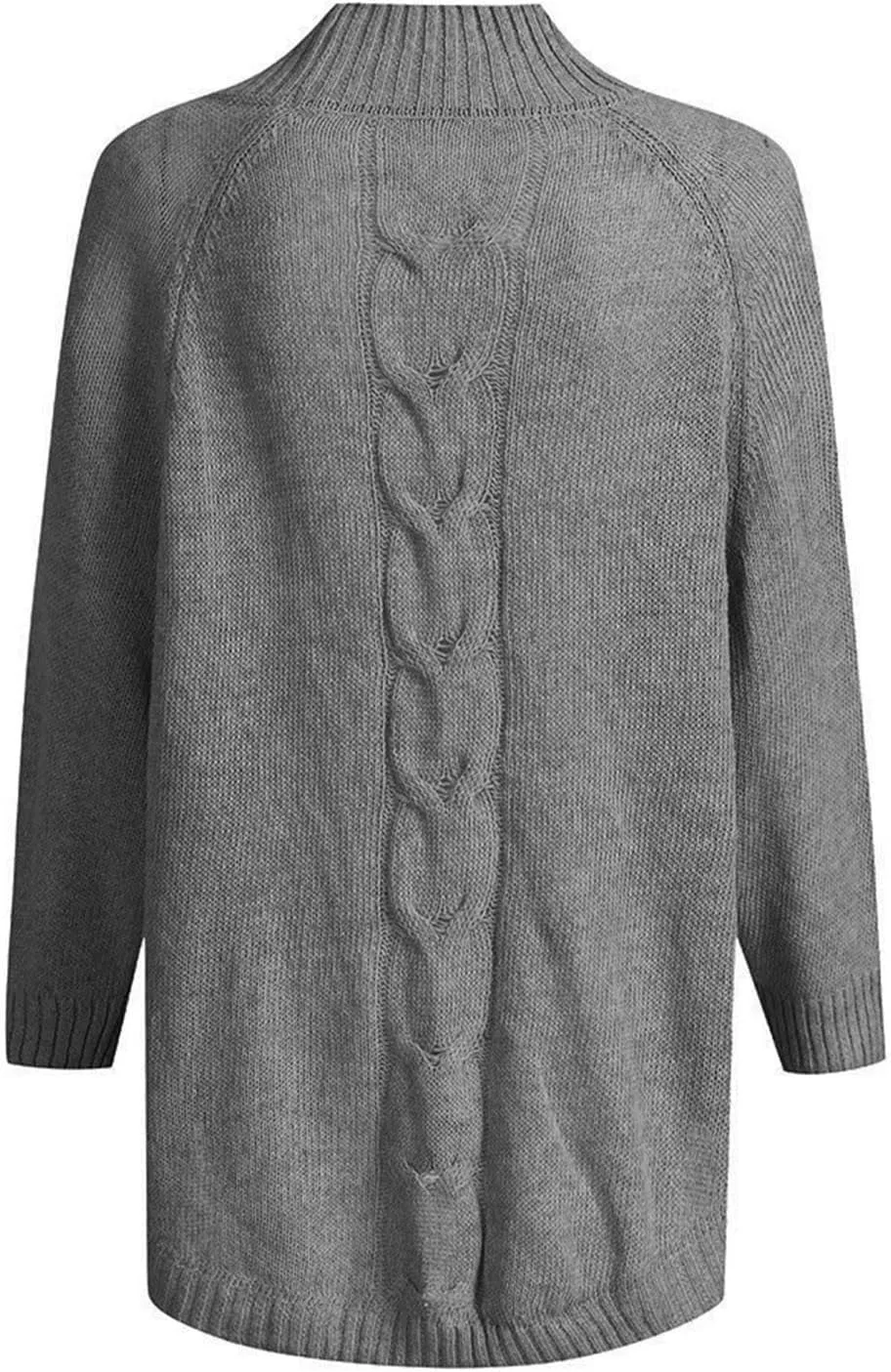 Batwing Sleeve Mock Neck Sweaters for Women Casual Cable Knitted Tops Fall Loose fit Jumper Pullovers for Going Out