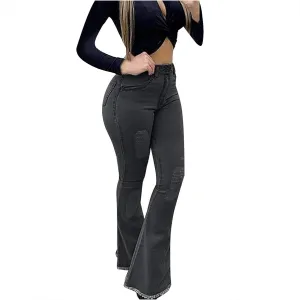 Bell Bottom Jeans for Wome High Rise Flare Jean Pants Retro Wide Leg Jeans Plus Size Denim Bootcut Pants