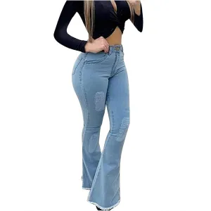 Bell Bottom Jeans for Wome High Rise Flare Jean Pants Retro Wide Leg Jeans Plus Size Denim Bootcut Pants