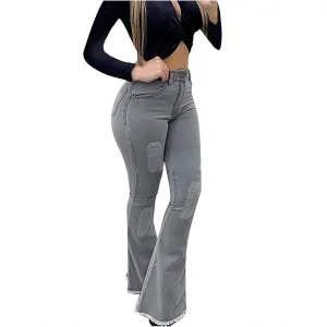 Bell Bottom Jeans for Wome High Rise Flare Jean Pants Retro Wide Leg Jeans Plus Size Denim Bootcut Pants