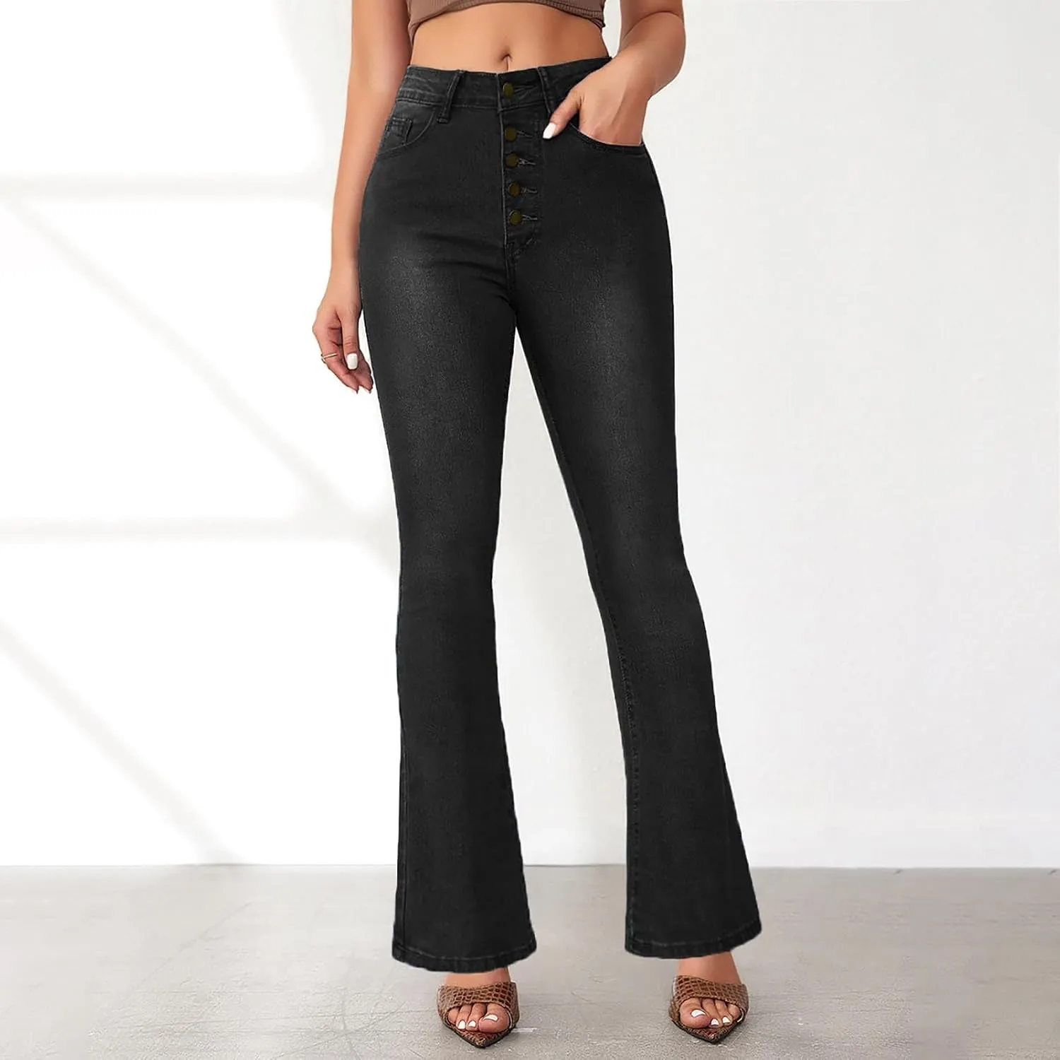 Bell Bottom Jeans for Women High Waisted Butt Lifting Plus Size Flare Jeans Stretch Wide Leg Bootcut Denim Pants