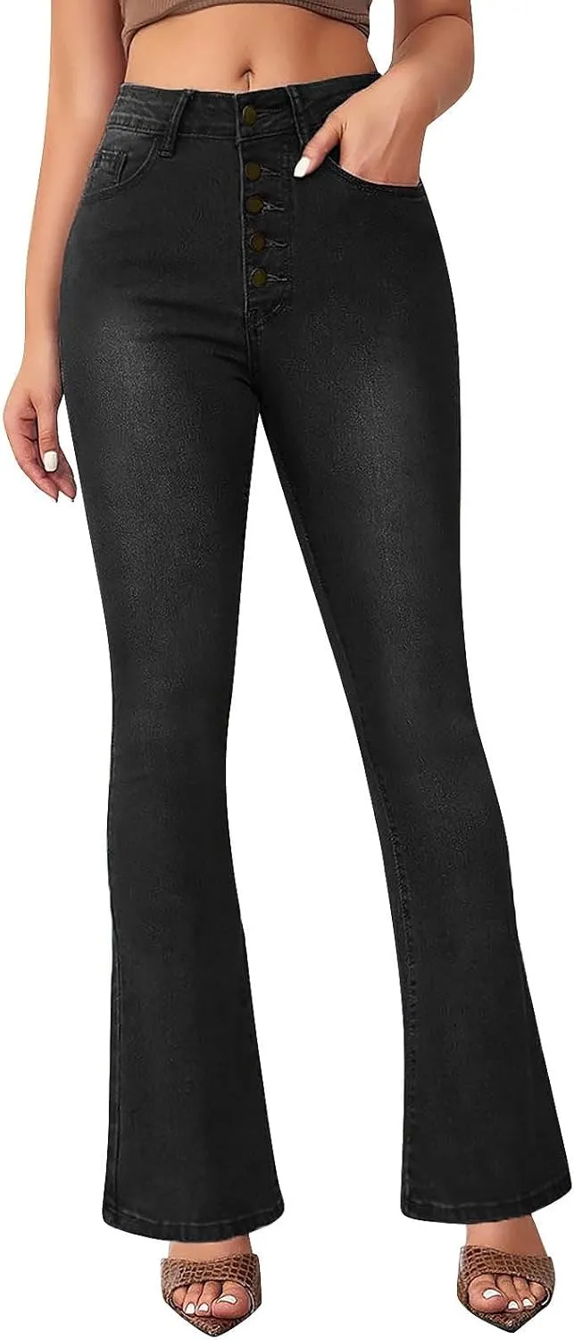 Bell Bottom Jeans for Women High Waisted Butt Lifting Plus Size Flare Jeans Stretch Wide Leg Bootcut Denim Pants