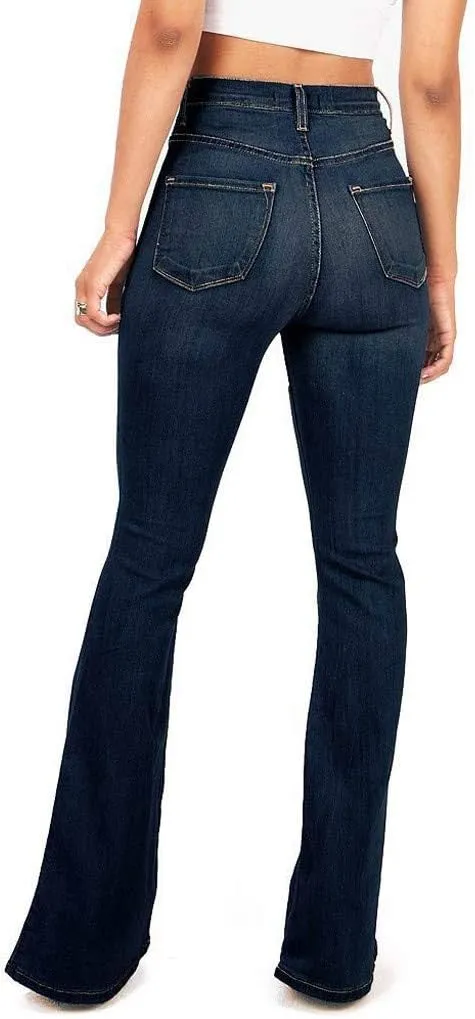 Bell Bottom Jeans for Women Retro Skinny Flared Jeans Elastic High Waist Bootcut Pants Wide Leg Denim Pants