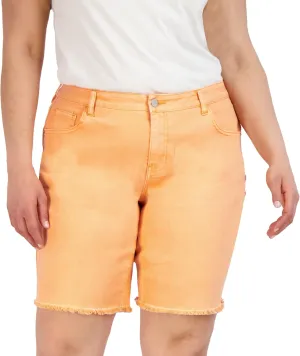 Bermuda Shorts for Women, Frayed Hem Cotton Spandex Casual Shorts High-Waisted Plus Size Shorts